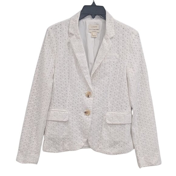 J.Crew Schoolboy White Eyelet Blazer Jacket – Women’s Size 4 – EUC - Picture 2 of 4